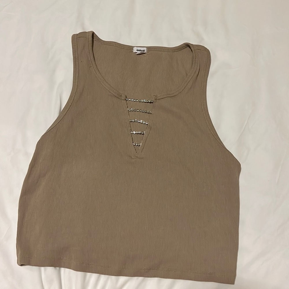 garage rhinestone crop tank
